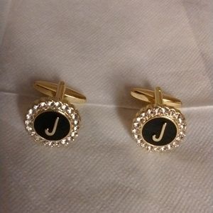 Cufflinks initial "J" $28+ NWOT+free necktie